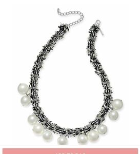 INC SILVER TONE‎ FABRIC WEAVED PEARL NECKLACE MACYS